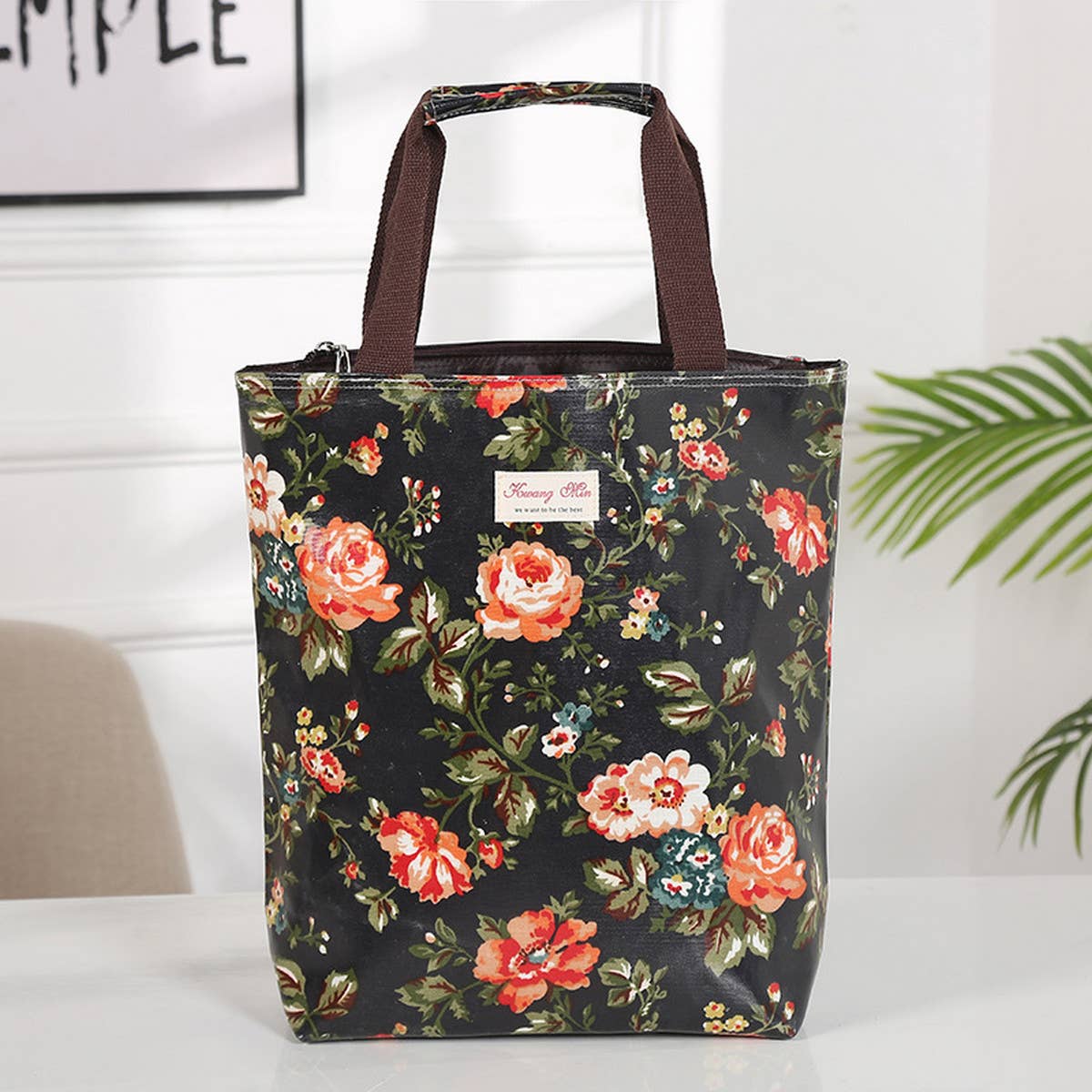 WATERPROOF FLORAL MULTI-LAYER CANVAS SHOULDER BAG_CUAB0189
