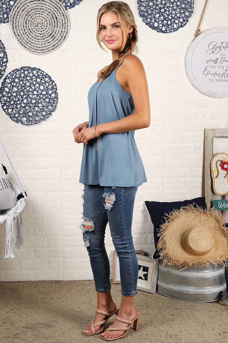 CWTTK229_Sleeveless Pleated Layered Cami Tank Knit Top