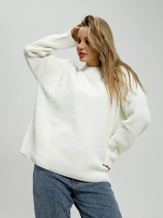 CREW-NECK PULLOVER LOOSE LONG-SLEEVE SWEATER