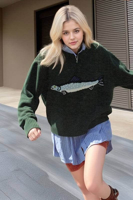 CWOSWL07742_2025 SPRING RETRO CREWNECK CASUAL KNIT SWEATER