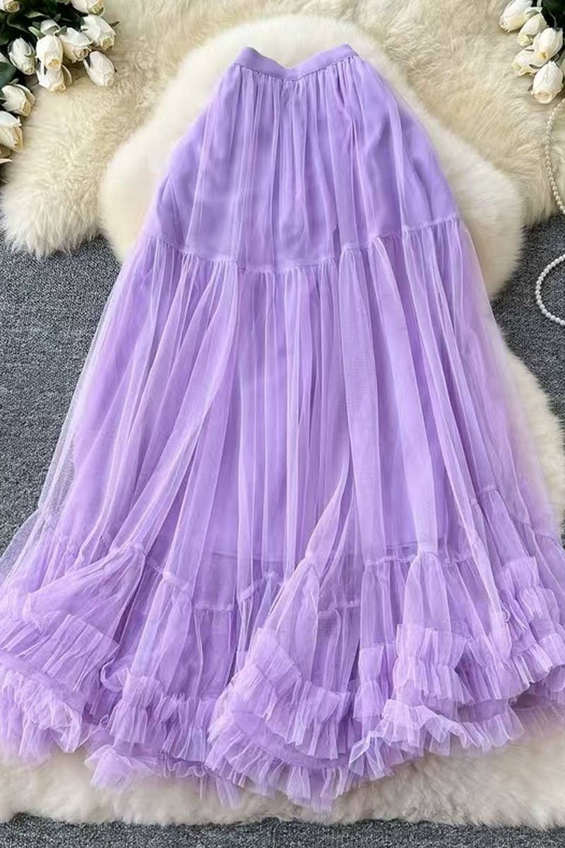 CWBLS0521_HIGH WAIST RUFFLE TULLE A-LINE SKIRT