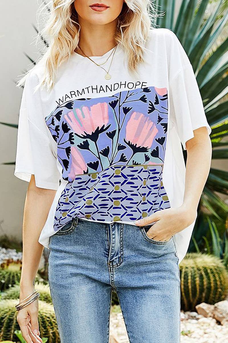 CWTTS1420_SUMMER ROUND NECK LOOSE CASUAL TOPS