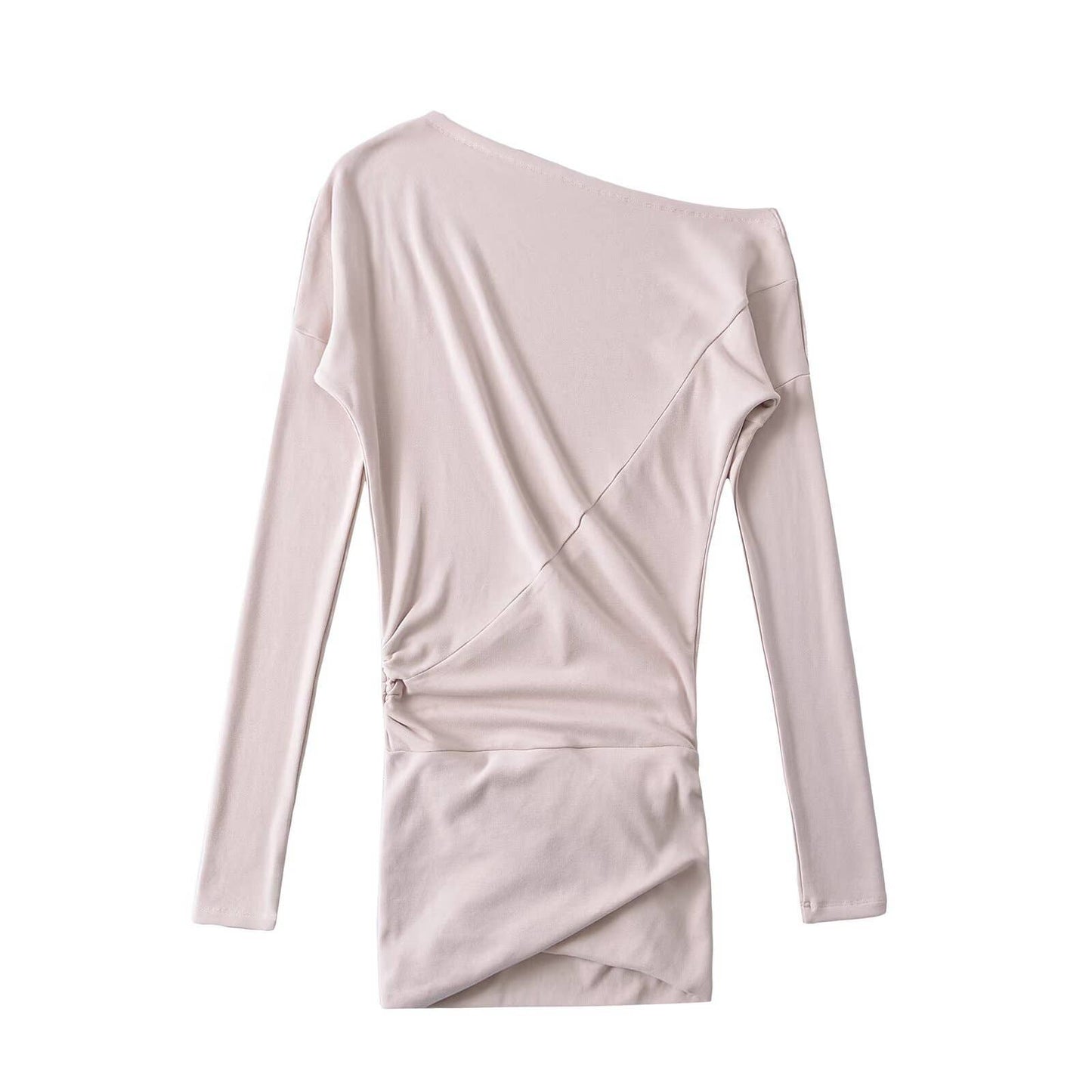 American retro one-shoulder long-sleeved dress