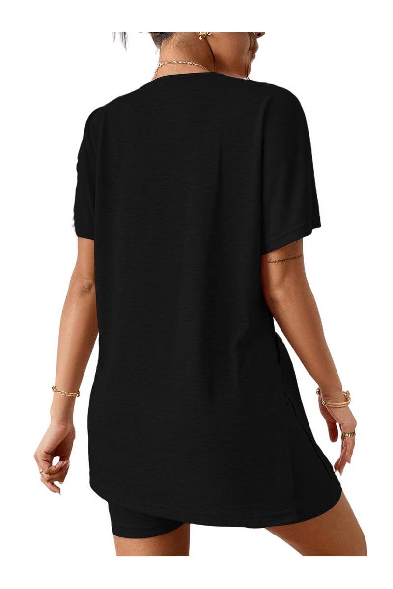 CWSTB00489_2025 SUMMER WOMEN 2 PIECE SET BATWING TOP SHORTS