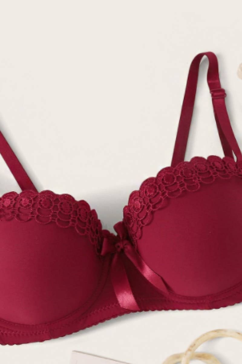 CWMU00277_EMBROIDERED BUTTERFLY UNDERWIRE PUSH UP BRA