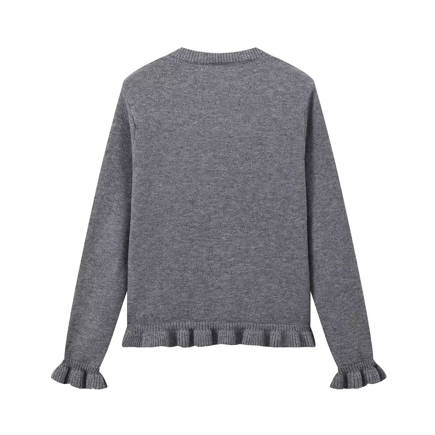 CASUAL LAYERED EMBELLISHED CREW-NECK KNIT COAT