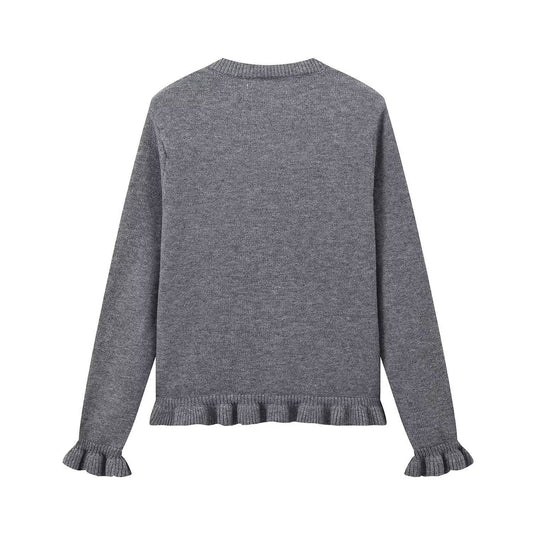 CASUAL LAYERED EMBELLISHED CREW-NECK KNIT COAT