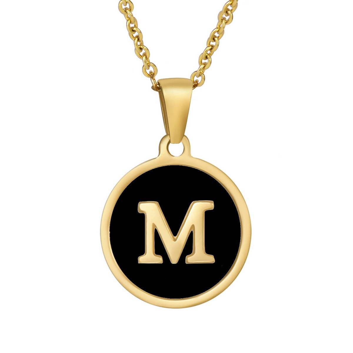 CIRCULAR SHELL ENGLISH LETTER PENDANT NECKLACE