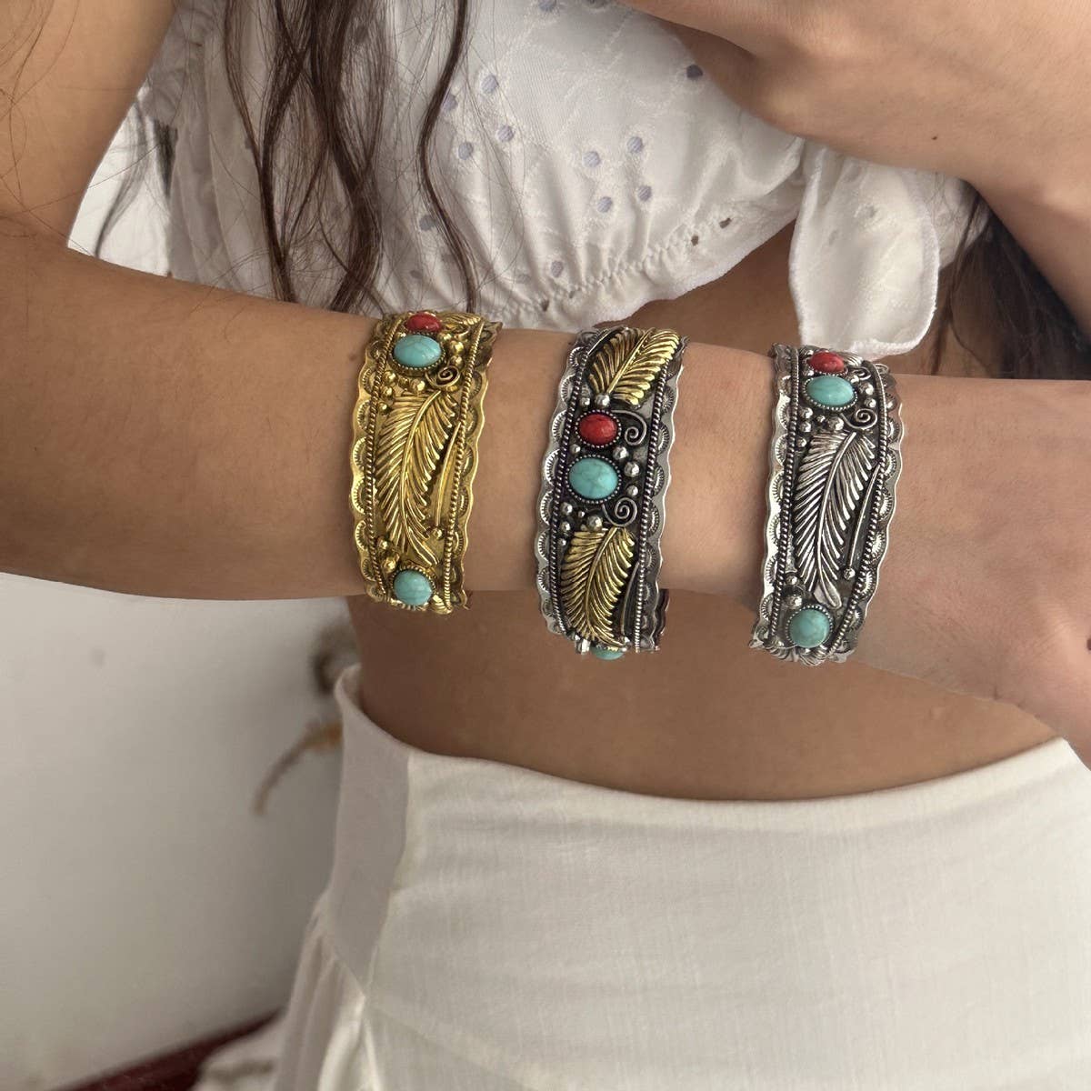 NEW RETRO OVAL TURQUOISE BRACELET FOR WOMEN