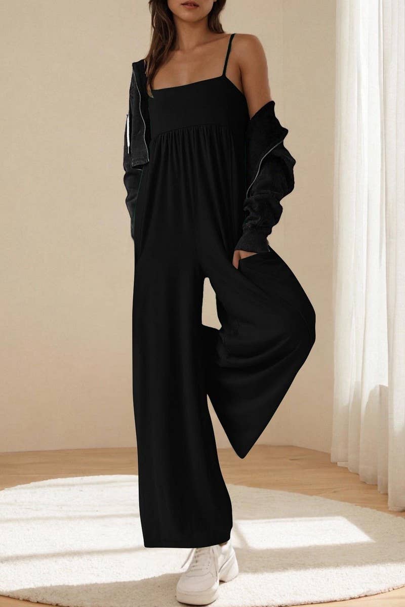 CWSJS00299_SLEEVELESS SQUARE NECK SLIM WIDE LEG JUMPSUIT