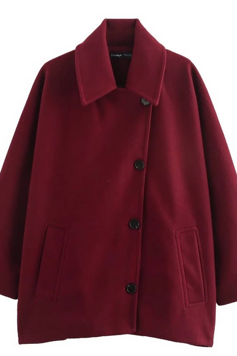 CWOCO1061_SINGLE-BREASTED LAPEL LOOSE WOOLEN JACKET