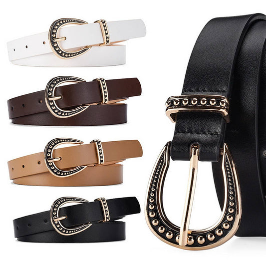 SOLID COLOR VINTAGE PIN BUCKLE DECORATIVE BELT_CWASC0573