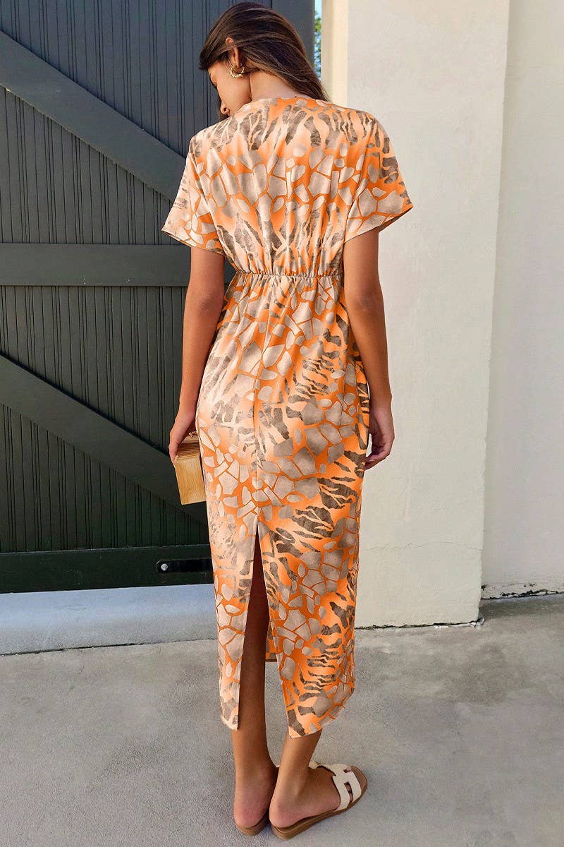 CWDMD6175_SUMMER HOLIDAY STYLE V-NECK SEXY SLIM DRESS