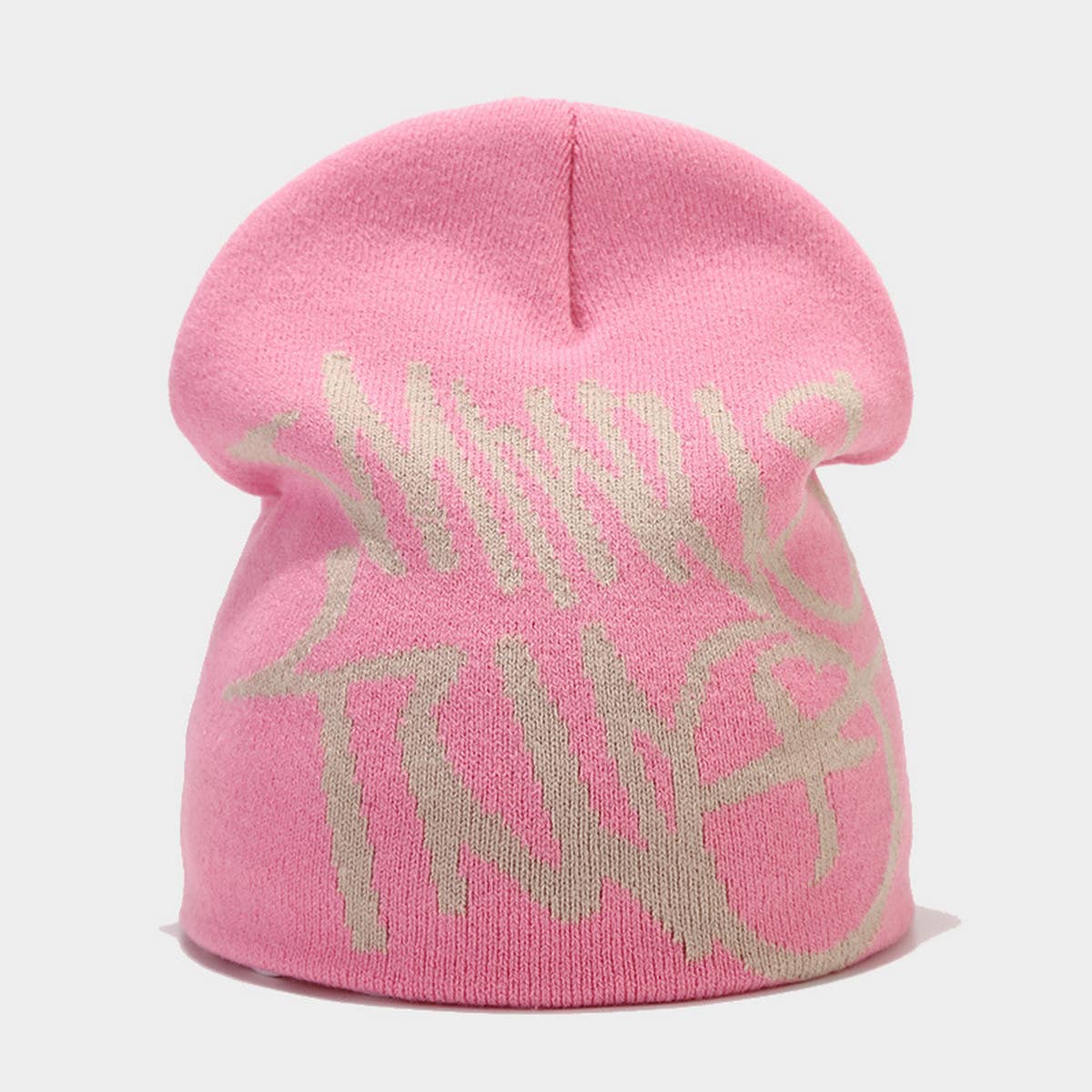 WINDPROOF LETTER JACQUARD KNITTED HAT_CWAH1616