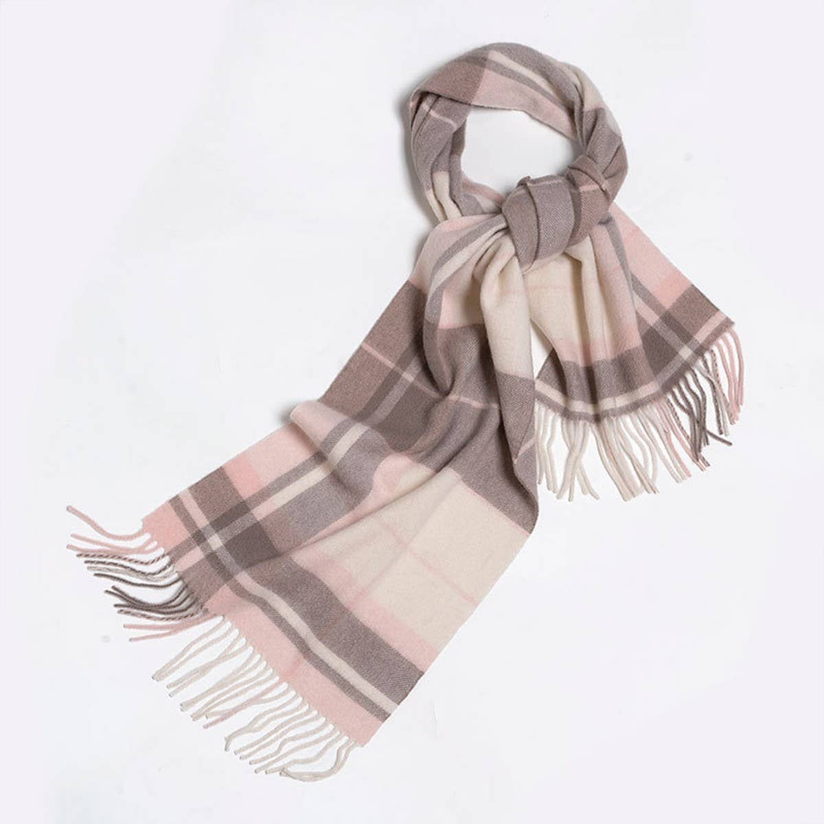 Blue Check Wool Scarf Winter Warmth Unisex Shawl_CWASC2308