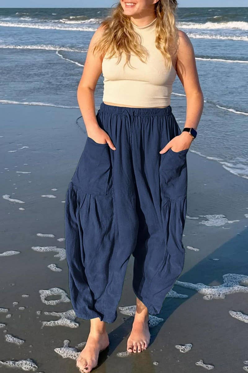 CWBLP0709_LOOSE CASUAL COTTON AND LINEN TROUSERS