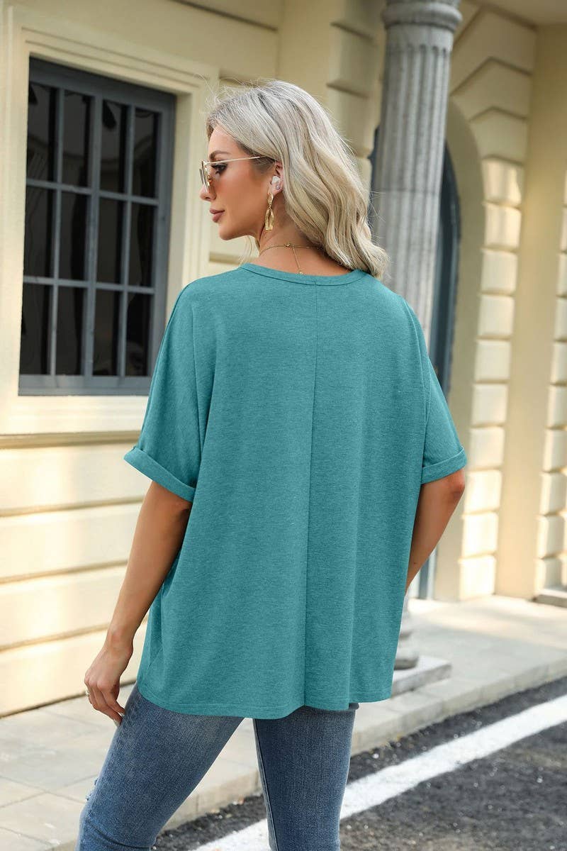 CWTTS1083_ROUND NECK SHORT SLEEVE BAGGY TOP