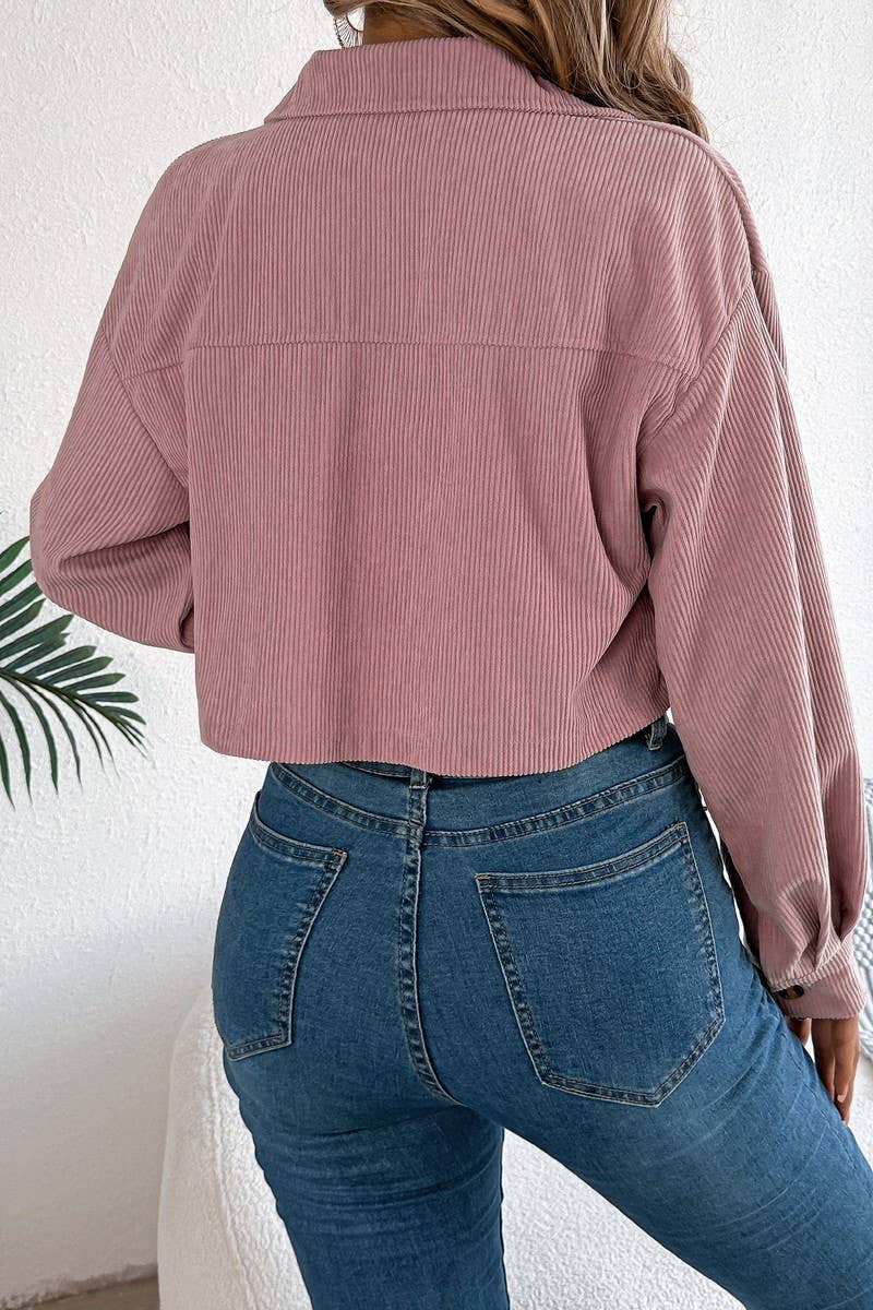 CWOCO1213_CASUAL CORDUROY POCKET CROPPED JACKET