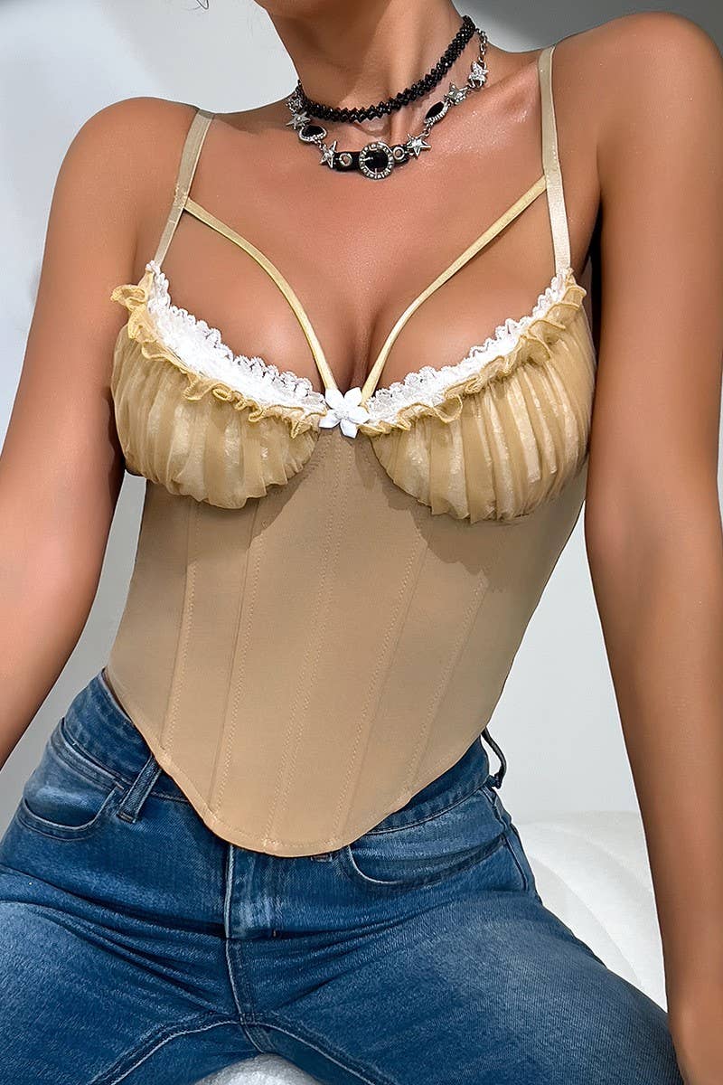 CWTHT0171_LACE PANELLED BACKLESS HERRINGBONE CAMISOLE