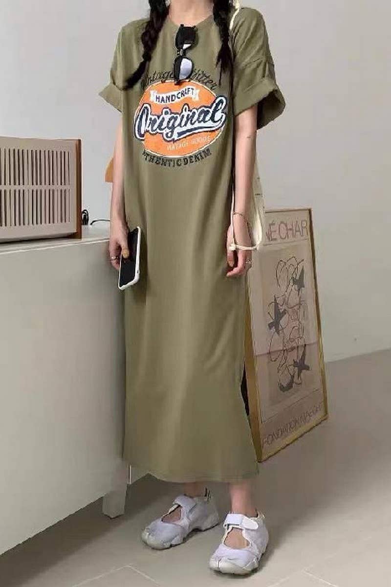 CWTDSS0019_PRINTED LARGE SIZE LOOSE SLIT T-SHIRT DRESSSS