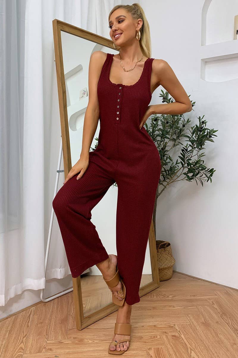 CWSJS0338_Round Neck Sleeveless Long Wide Leg Jumpsuits