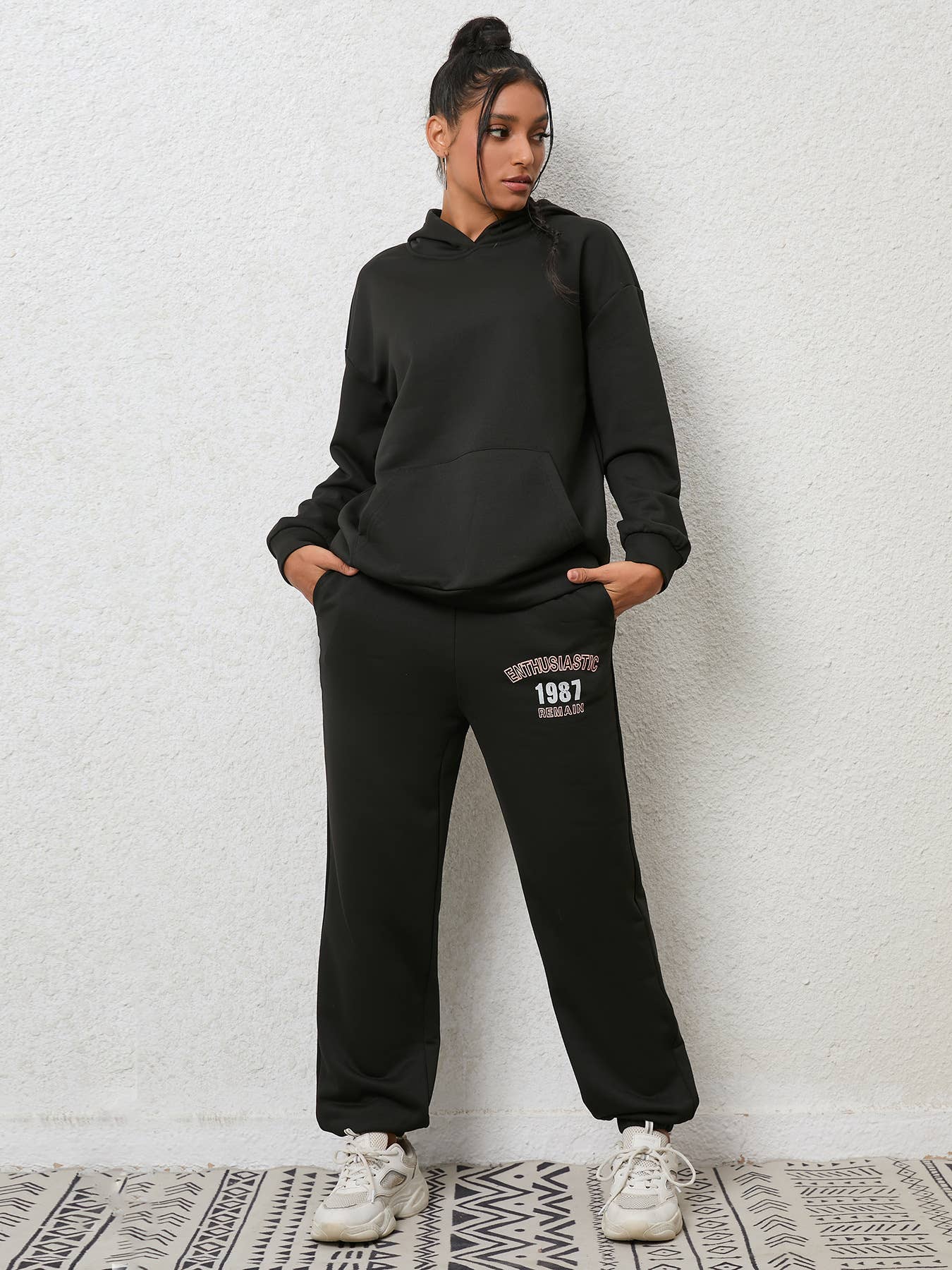 FLEECE HOODIE SWEATPANTS HOODIE FASHION SUIT