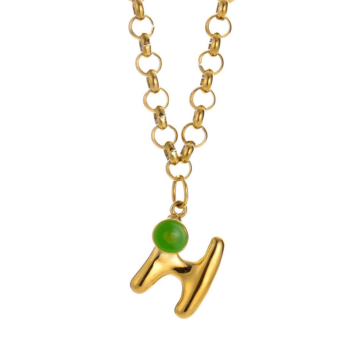 Original Stainless Steel Letter Necklace withEnamel_CWMM8836