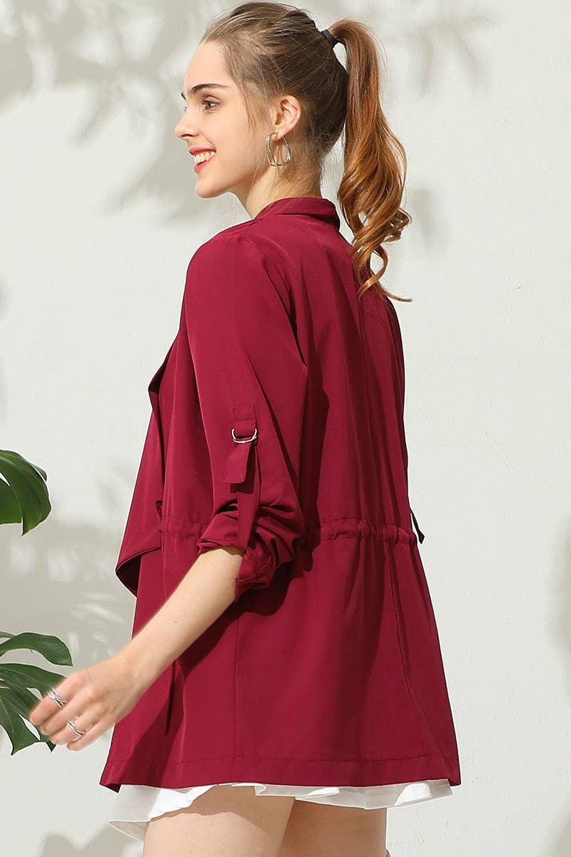 CWOCAL539_OVER LOOSE FIT TRENCH CARDIGAN WITH DRAWSTRING