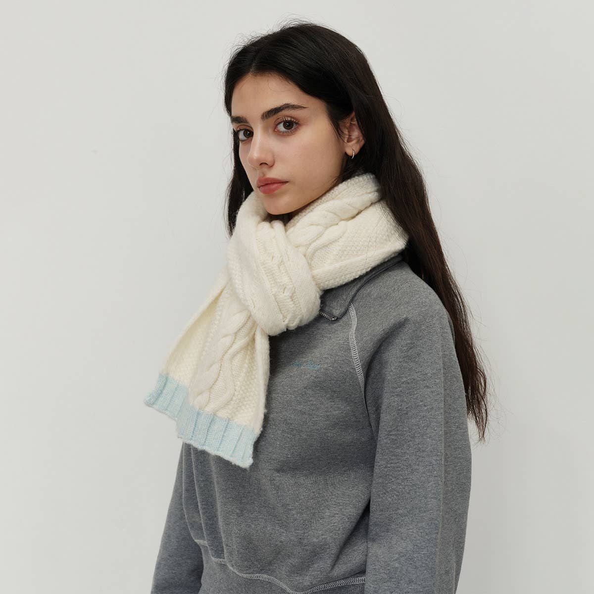 Twist Knit Wool Blend Scarf ? Cozy Two-Tone Wrap