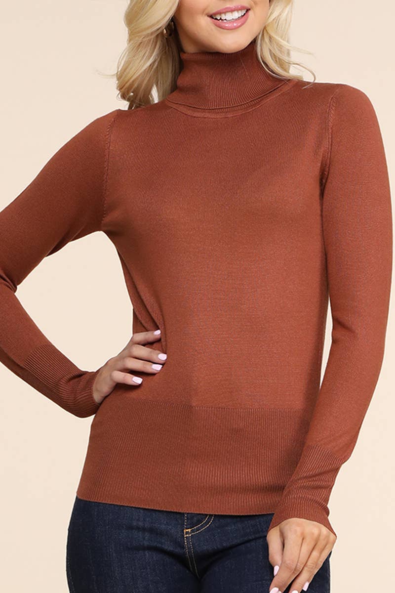AWOSWL285_Stretch Turtle Neck Long Sleeve Pullover Sweater
