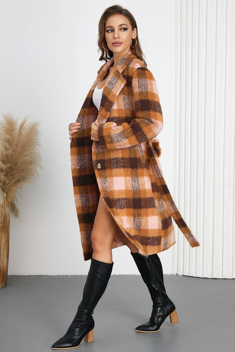 CWOCO0945_TIE-TIE LAPEL PLAID CONTRAST COLOR TWEED COAT