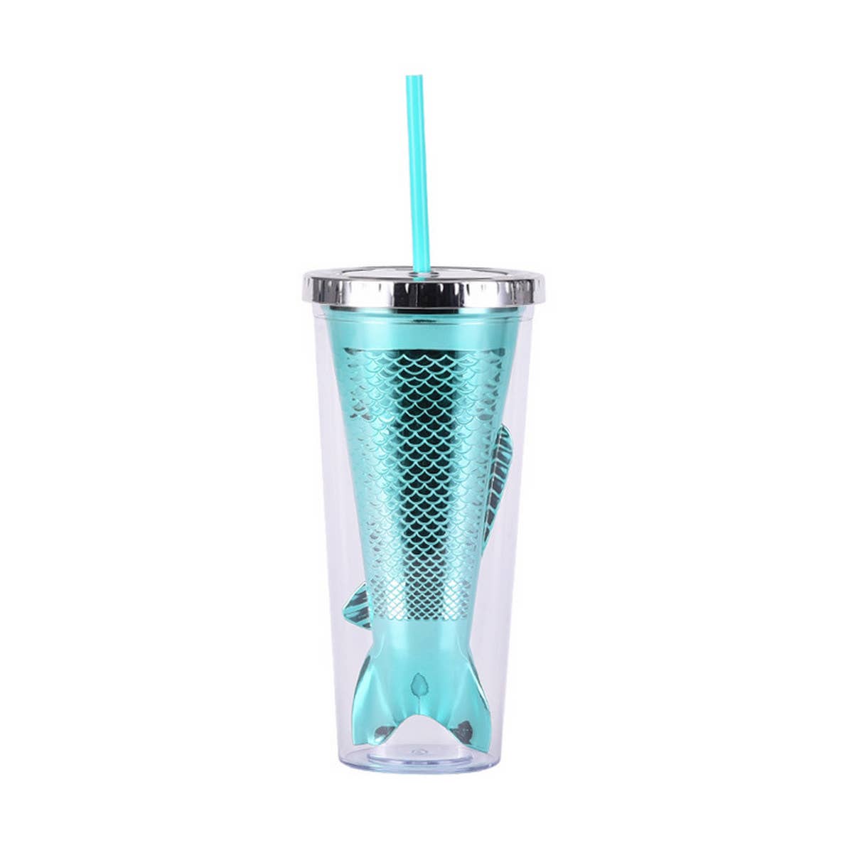 DOUBLE LAYER GRADIENT MERMAID TAIL WATER CUP