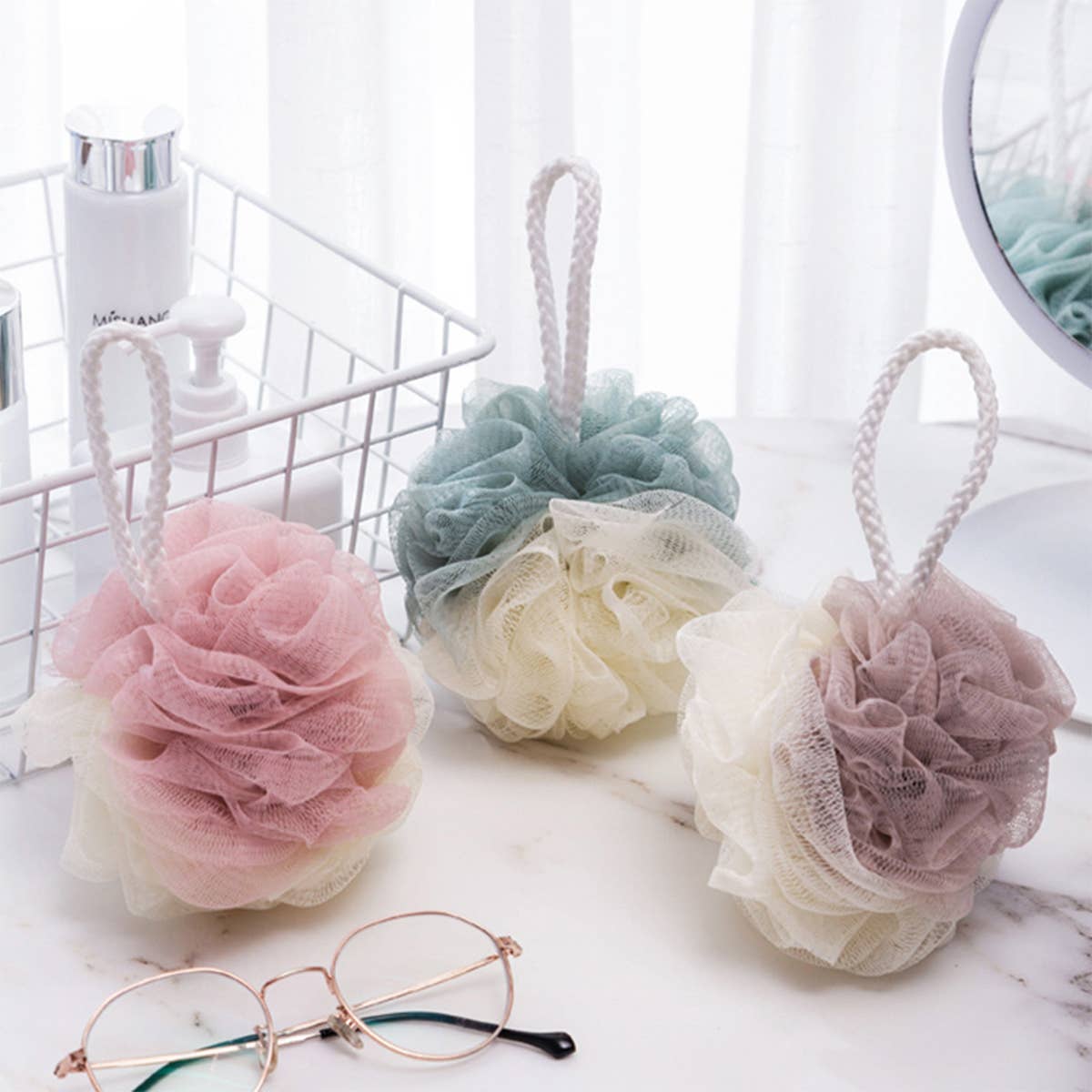 CWMM8433_CUTE GIRL SOFT BATH BALL FOR BACK SCRUBBING