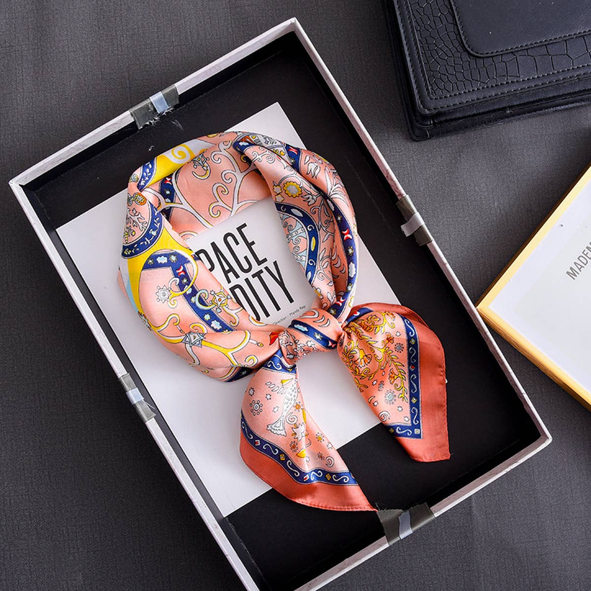 CWASC2407_CONTRAST COLOR POLKA DOT TRENDY RETRO SCARF