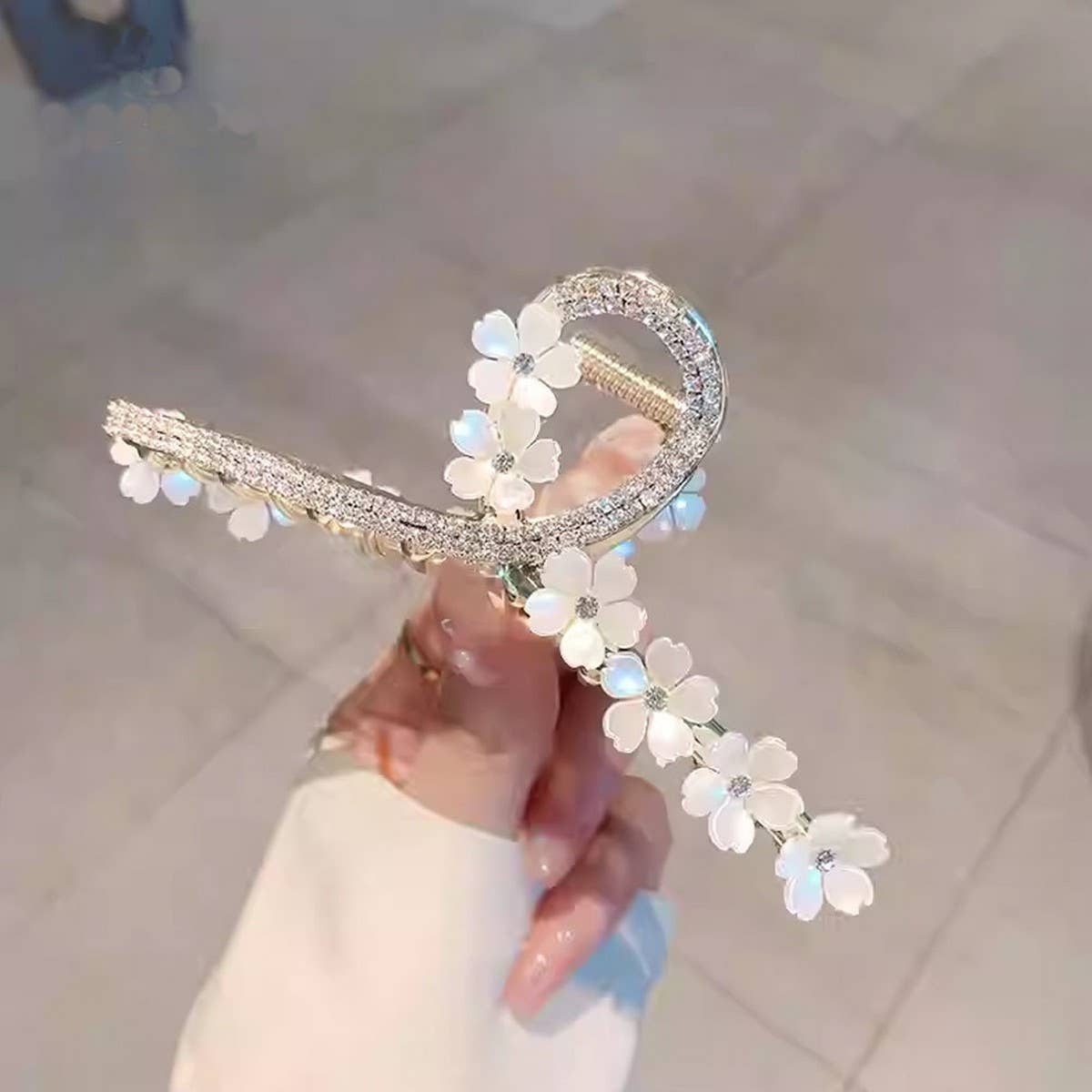 GOLD FLOWER LARGE RHINESTONE CLIP HAIRPIN