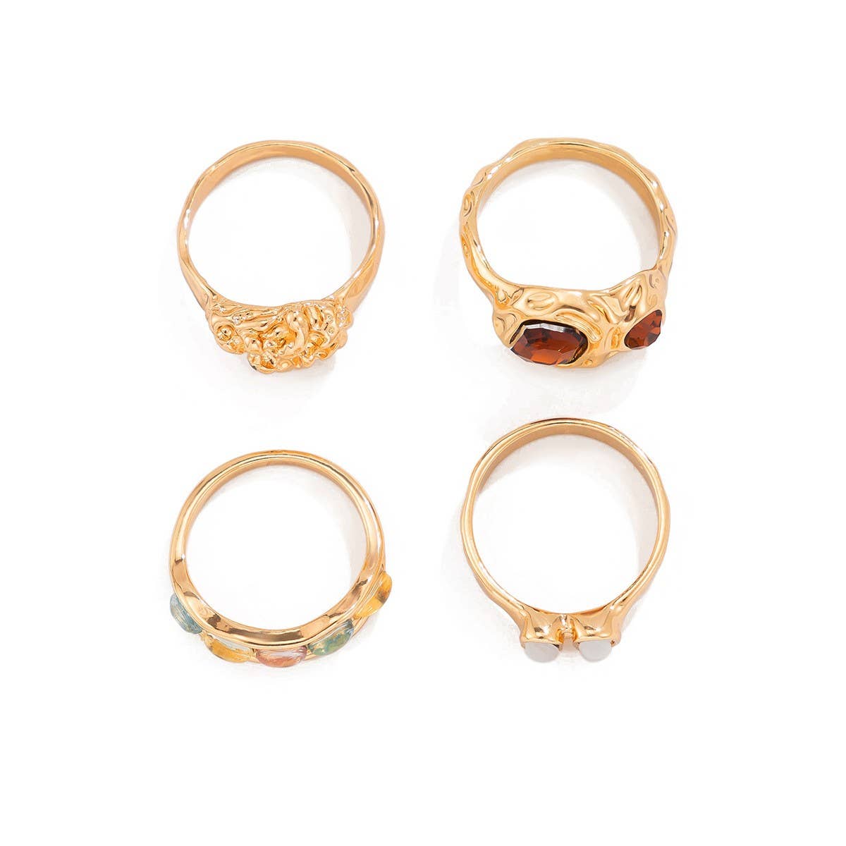 WOMEN'S GEOMETRIC ALLOY DIAMOND RING SET