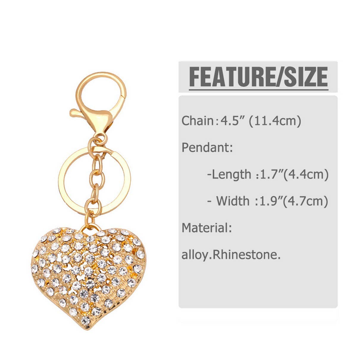 FASHIONABLE HEART-SHAPED CRYSTAL KEYCHAIN PENDANT