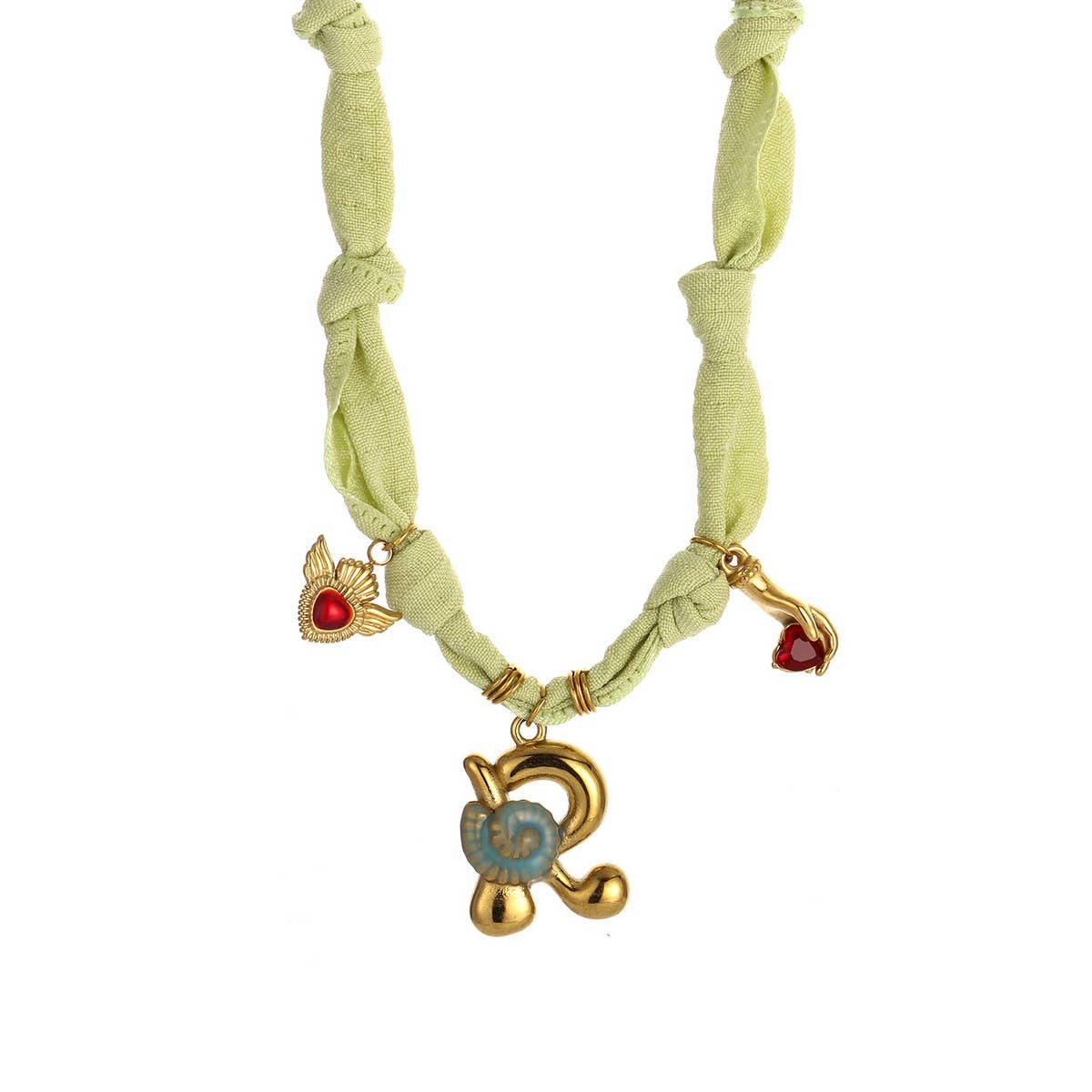 Colorful Scarf Necklace with Fruit Charms