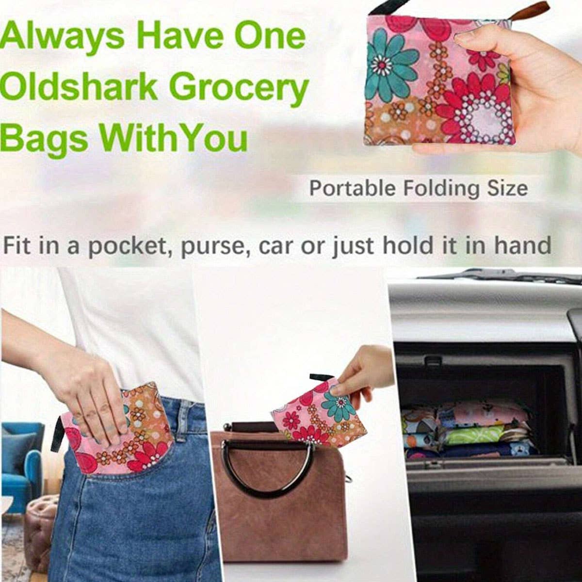 OXFORD CLOTH FOLDABLE ECO-FRIENDLY SHOPPING BAG_CWAB3464