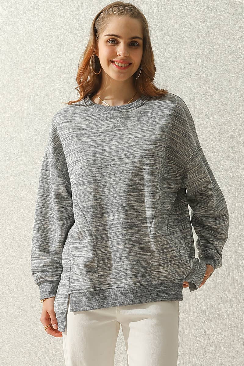 CWTTL905-P_PLUS SIZE ROUND NECK CUT HEM SWEATSHIRT