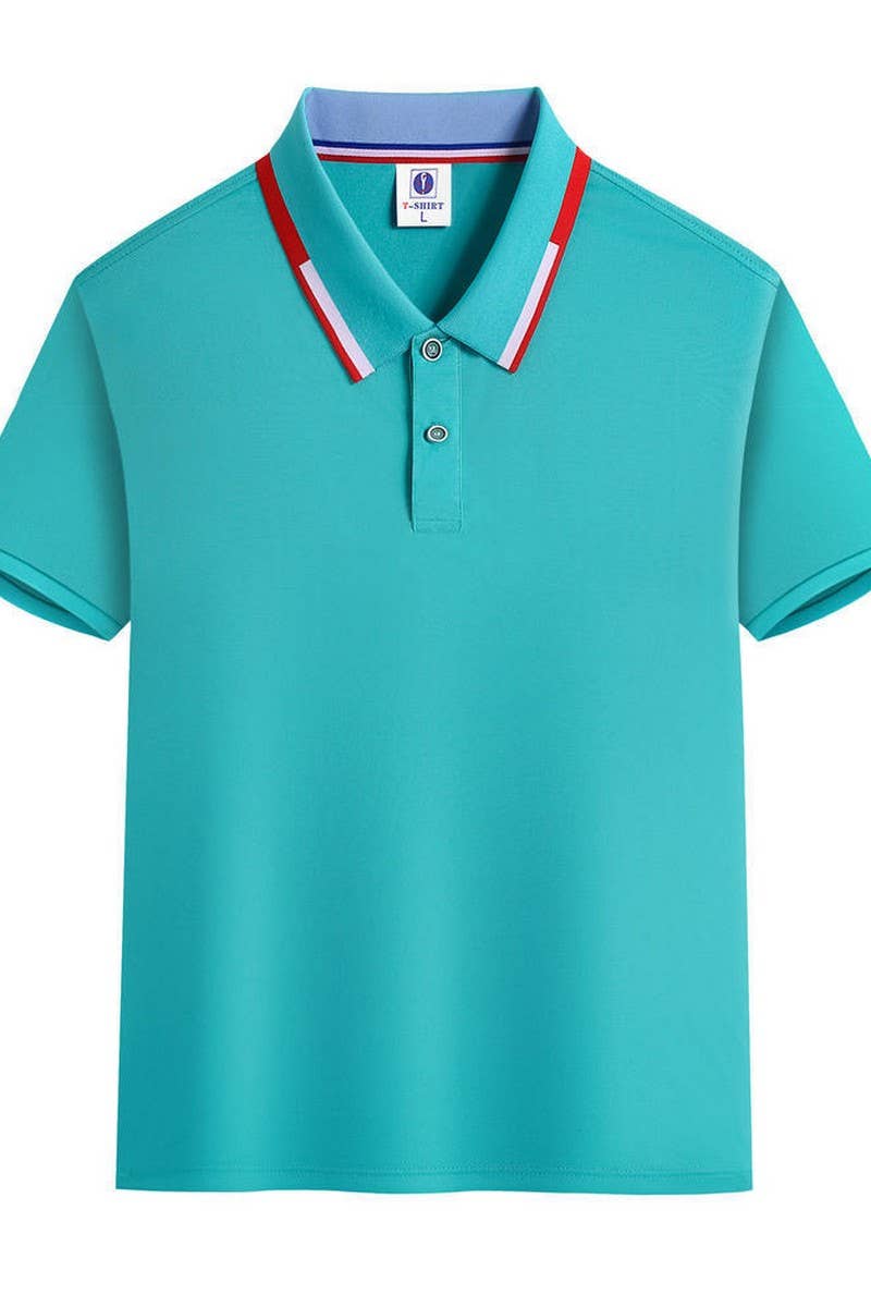 CWTBLS02422_SOLID COLOR COLLAR CONTRAST LAPEL POLO SHIRT