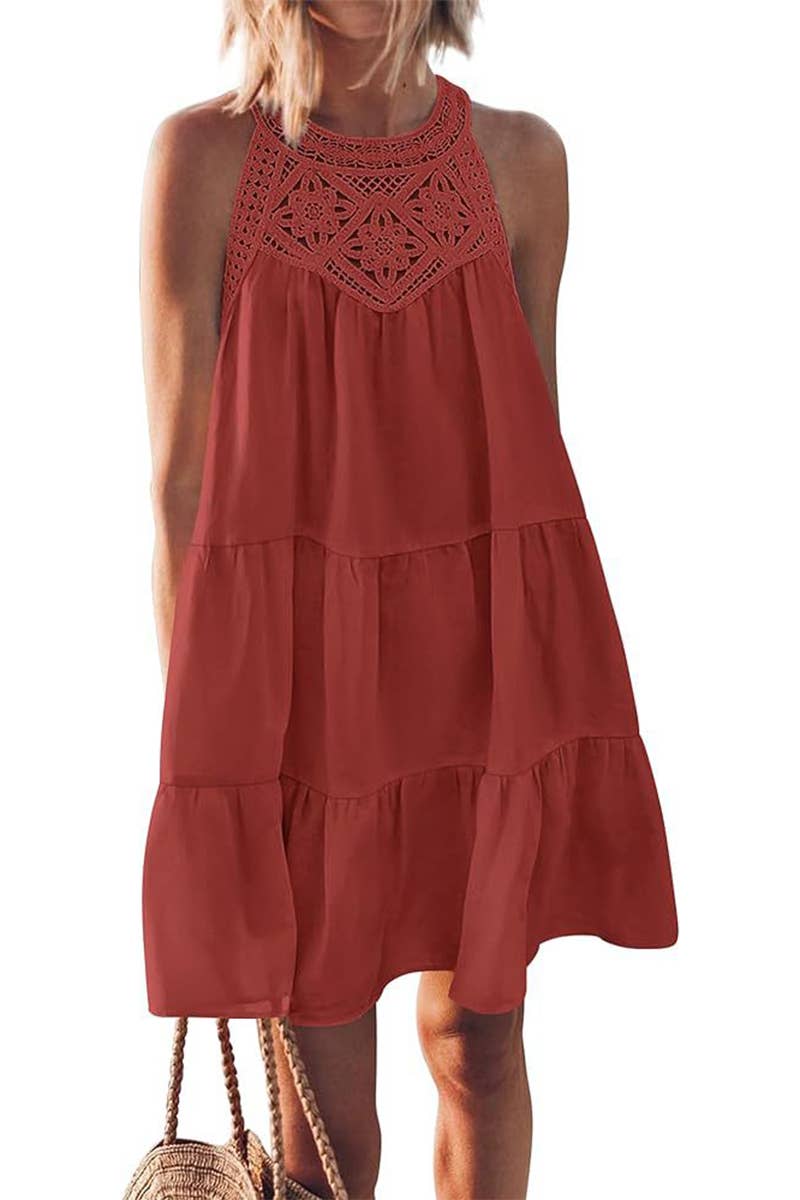 CWDSD10603_CASUAL SLEEVELESS A-LINE LAYERED TANK DRESS