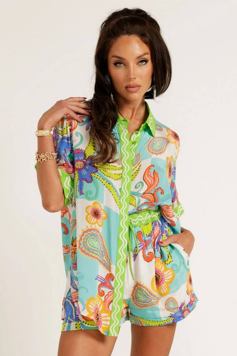 CWSTB1790_PRINTED OPEN SHIRT AND SHORTS LOUNGE SET