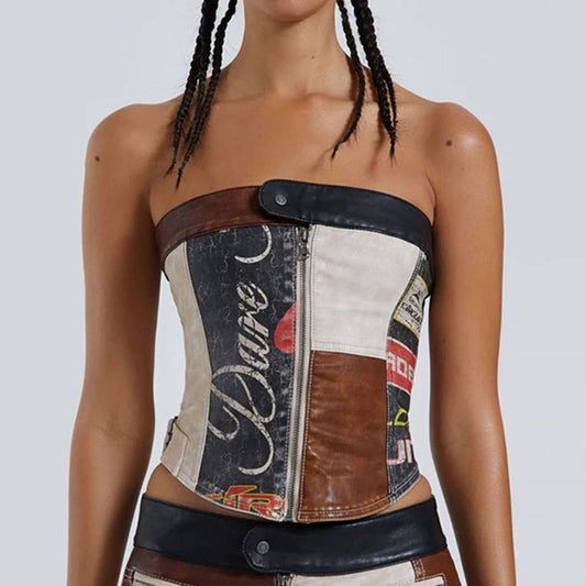 Colorblock Street Style Slim Fit Casual Top