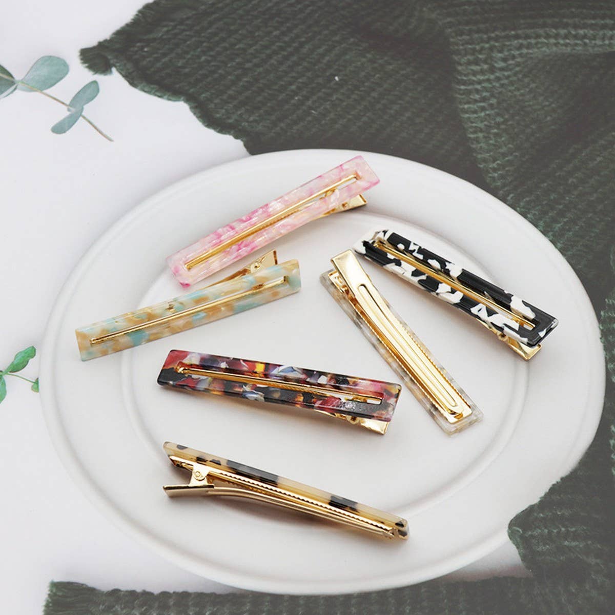 Acetate Hollow Square Hair Clip, Duckbill Bang Pin_CWAHA2624