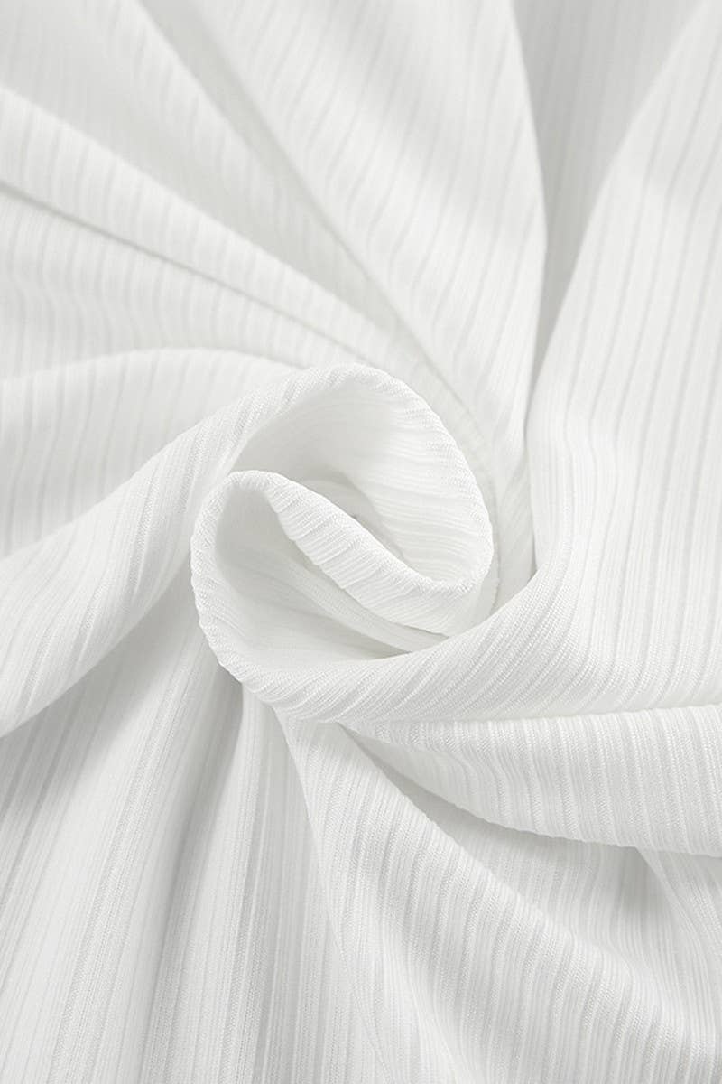 CWSPJ0272_WHITE KNITTED STRIPED BACKLESS NIGHTDRESS