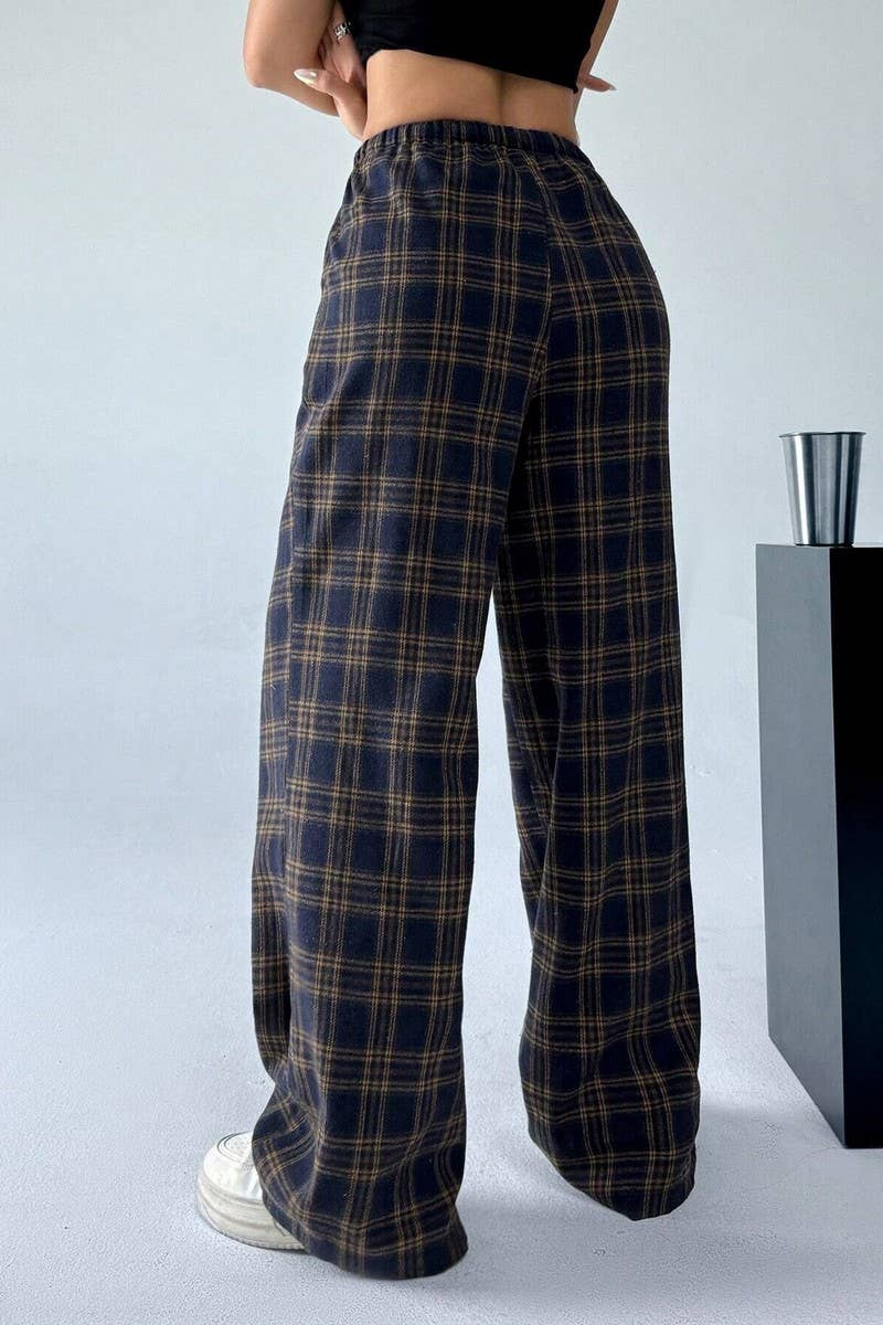 CWBLP1123_CASUAL PLAID STRAIGHT TROUSERS