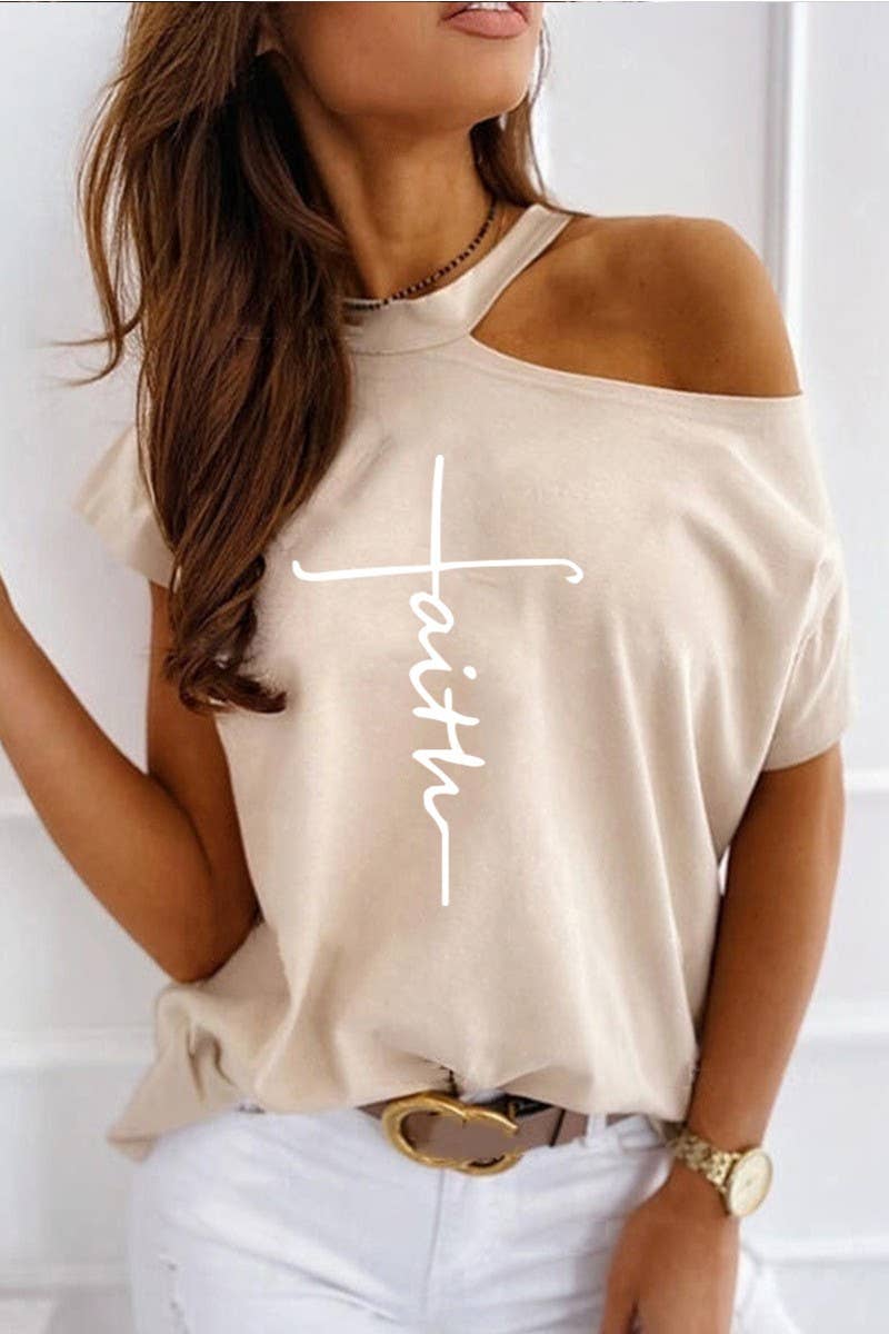 CWTTS1444_SUMMER OFF-SHOULDER ONE-SHOULDER T-SHIRT