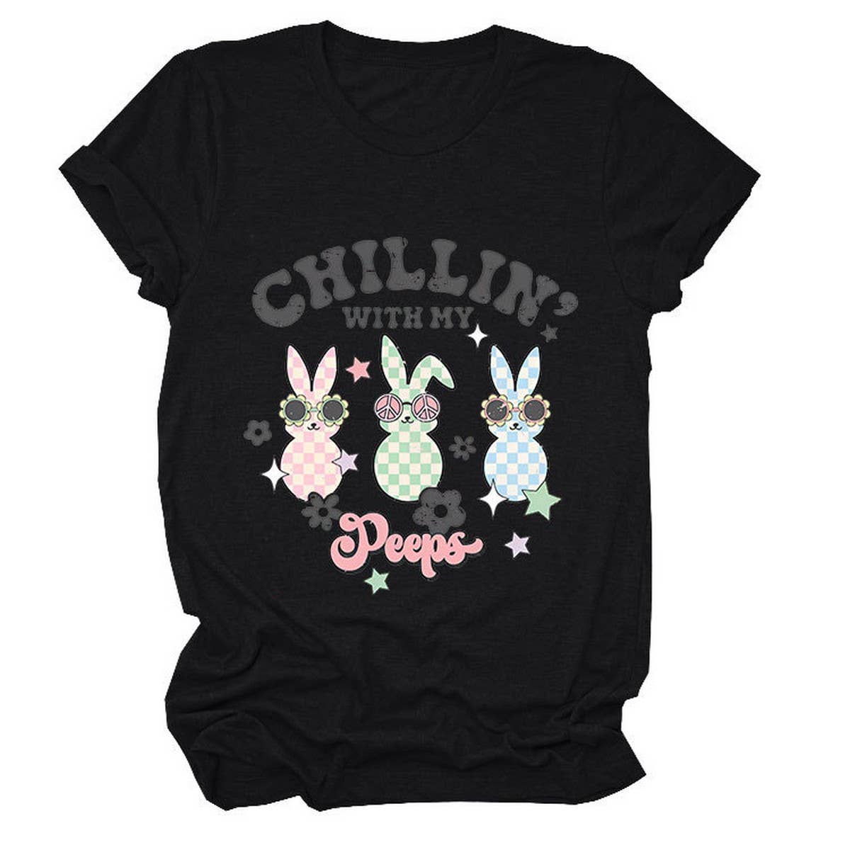 EASTER CUTE BUNNY LOOSE COMFORT SHORT SLEEVE TEES_CWTTS0867