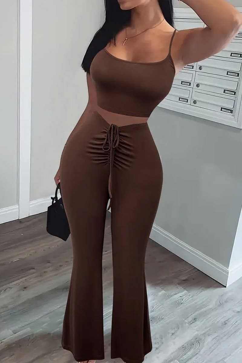 CWSS1135_SEXY DRAWSTRING SUSPENDERS FLARED PANTS SUIT